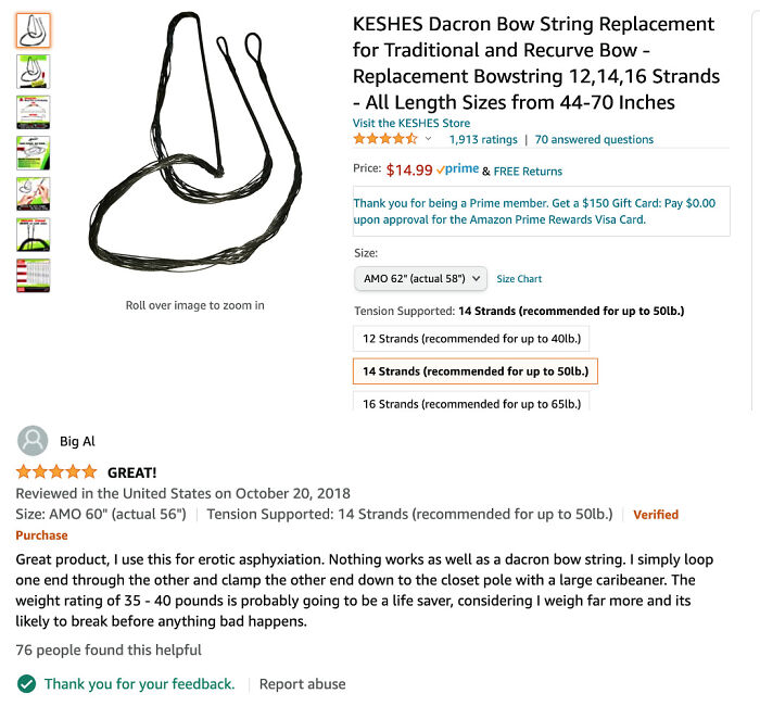 I Went On Amazon To Order A Bowstring For My Recurve Bow... Saw This Top-Rated Review!