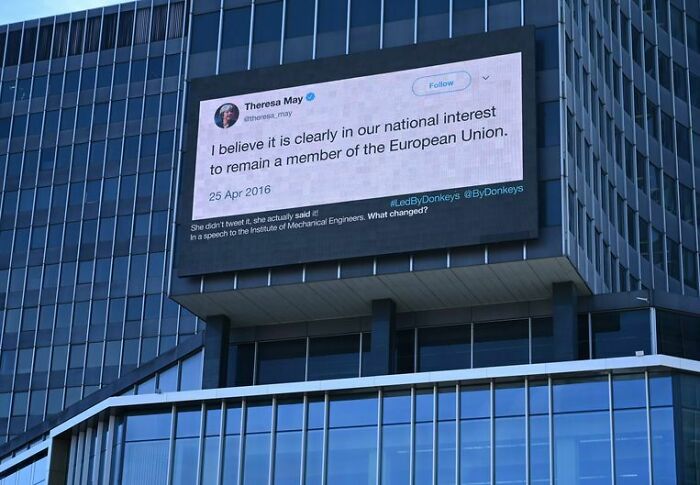 Billboard Welcoming Theresa May In Brussels