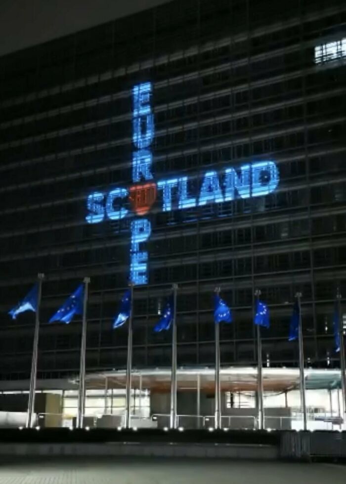 The Eu Commission Building Last Night. Leaving A Light On For Scotland
