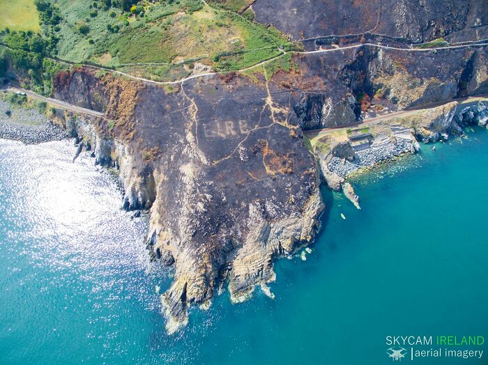 After A Recent Bush Fire In Wicklow Ireland, A Sign Is Again Visible Which Was Created To Warn Wwii Bombers They Were Over Ireland And Not England