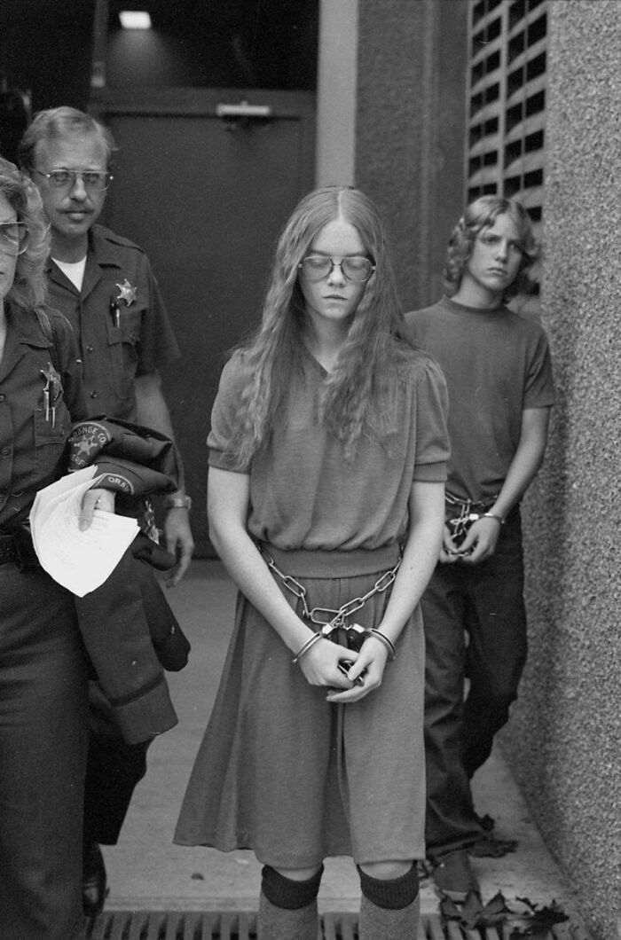 16-Year-Old Brenda Spencer Leaves Court In Santa Ana, California, After Pleading Guilty To Two Counts Of Murder In A Sniper Attack. She Killed Two People And Wounded Nine Others. 1979