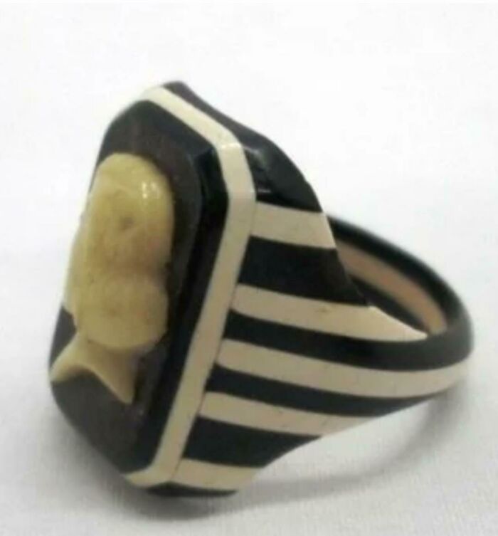 Prison Made Celluloid Bakelite Ring, Gifted To A Prison Guard, 1930s Ww2