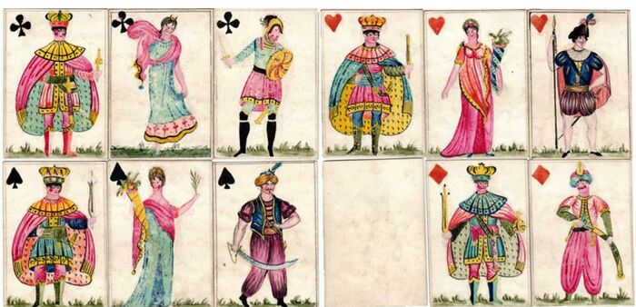 Hand Painted Playing Cards Made By French War Prisoners, Hampshire 1796