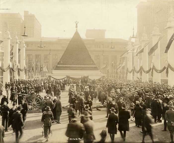 Pyramid Of German Helmets In Celebration Of Victory, Grand Central, New York, 1919