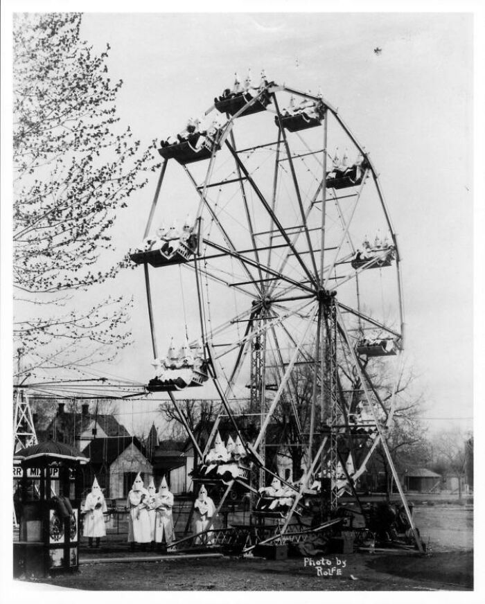 Ku Klux Klan Members On A Ferris Wheel In An Amusement Park In Cañon City, Colorado, April 26th 1926 