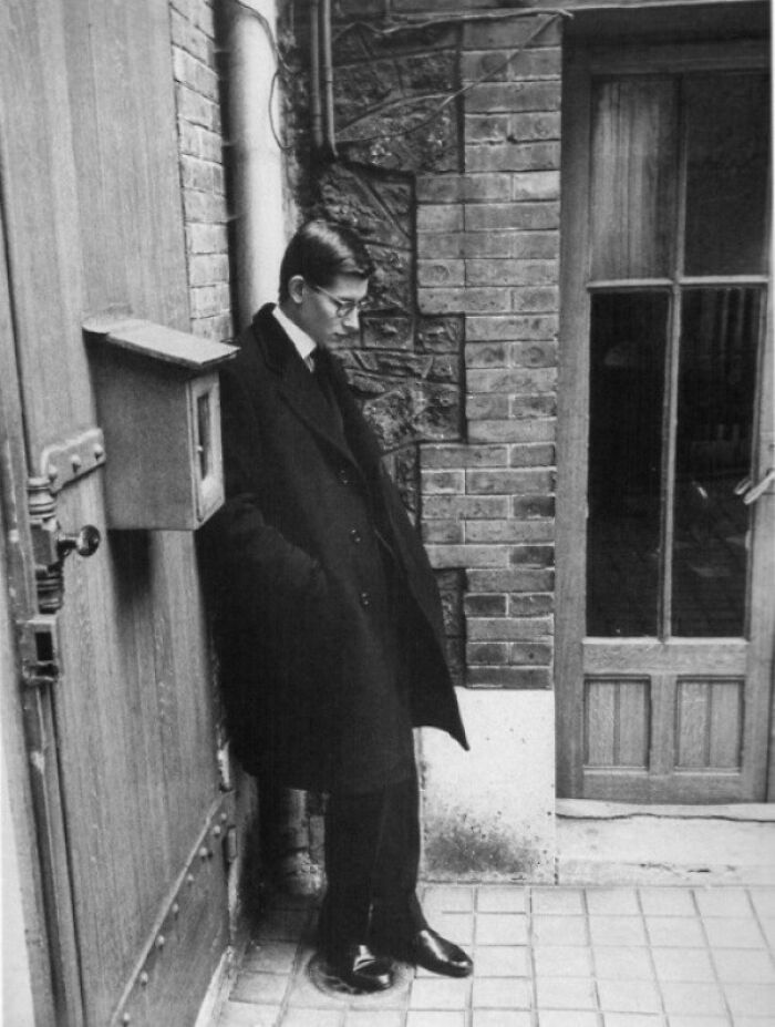 21-Years-Old Yves Saint Laurent At Christian Dior's Funeral, 1957 