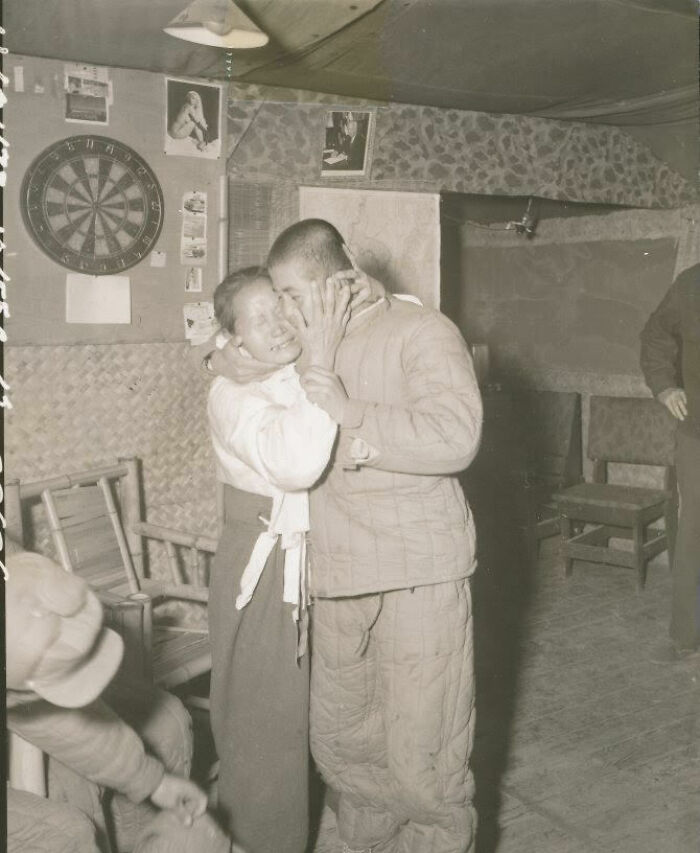Korean Mother Embraces Her Son, A Prisoner Of War Who Escaped His North Korean Pow Camp Shortly After The Signing Of The Korean Armistice Agreement, Which Ended The Widespread Fighting Of The Korean War, 1953. 