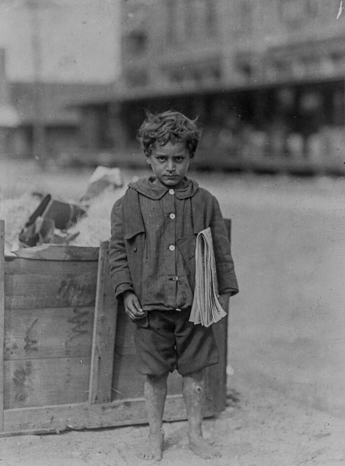 “One Of America’s Youngest Newsboys. Four Years Old And Regular Seller. Tampa, Florida.” - 1913