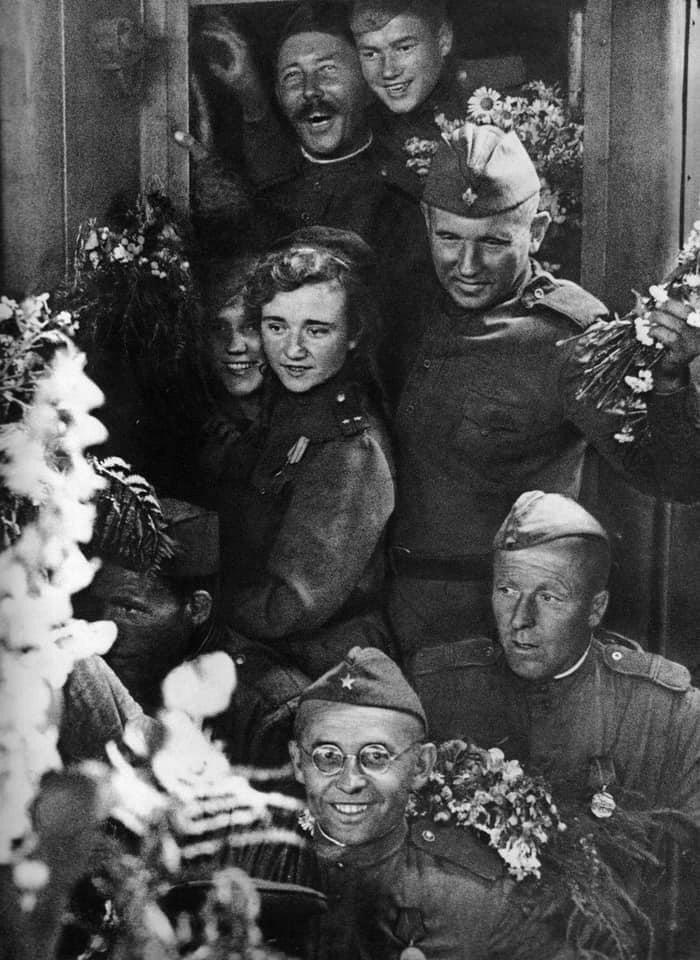 Soviet Soldiers Celebrate Returning Home Alive, 1945