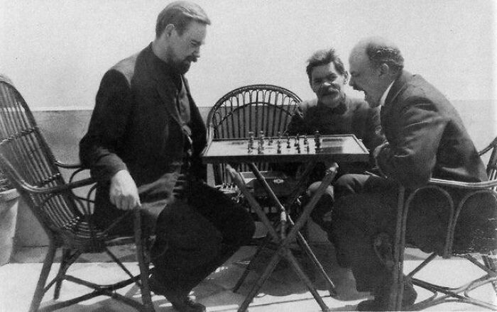 Vladimir Lenin Plays Chess (Yelling Checkmate) With Alexander Bogdanov During A Visit To Maxim Gorky, Capri, Italy, 1908 -