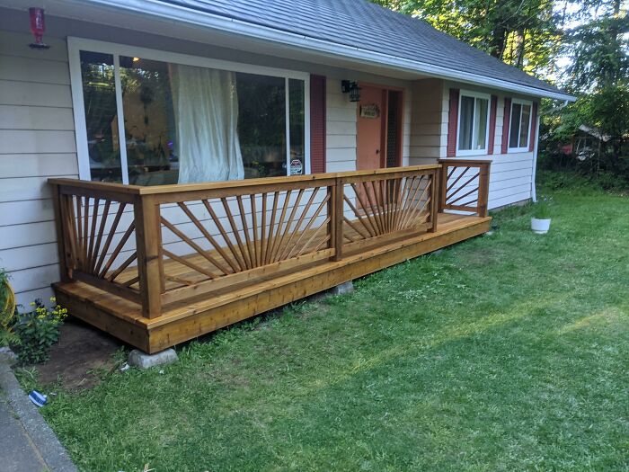 The House Isn't Much But I Am Pretty Proud Of This Porch I Built. Red Cedar And More Than A Couple Grks
