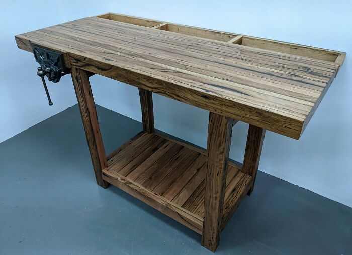 My New Workbench! Made From 100 Year Old Reclaimed Australian Hardwood