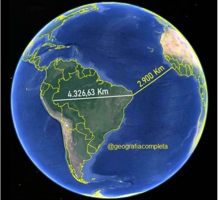 El punto más oriental de Brasil está más cerca de África que de su punto más occidental