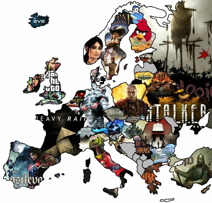 Video Game Map Of Europe (Map Of Famous Video Games Developed By Each Country In Europe)