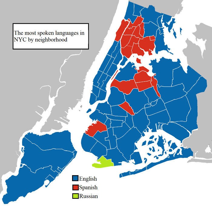The First, Second, And Third Most Spoken Languages In NYC By Neighborhood