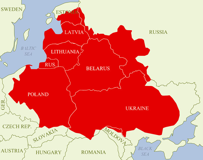 Polish-Lithuanian Commonwealth At Its Maximum Extent