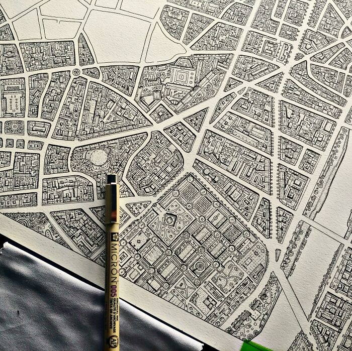 Un mapa artístico del Barrio Latino de París en el que estoy trabajando