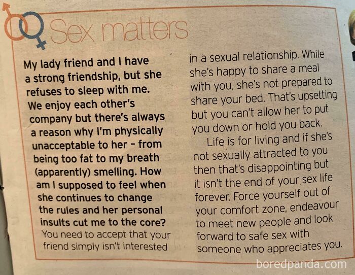 Man Annoyed His Female Friend Won’t Sleep With Him