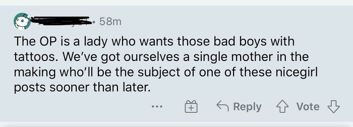 Context: I Made A Post Saying I Am Attracted To Goth Guys And Guys With Tattoos And This Niceguy™ Is Not Happy About It And Keeps Making Comments Like This On My Posts