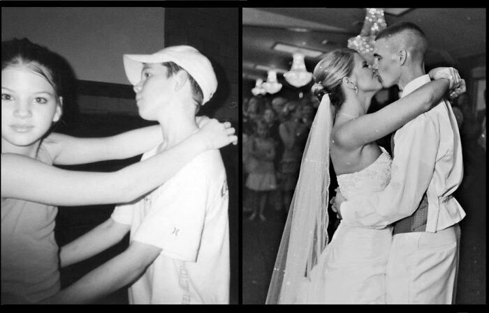 My Wife And I During A Dance In Sixth Grade And Then On Our Wedding Day