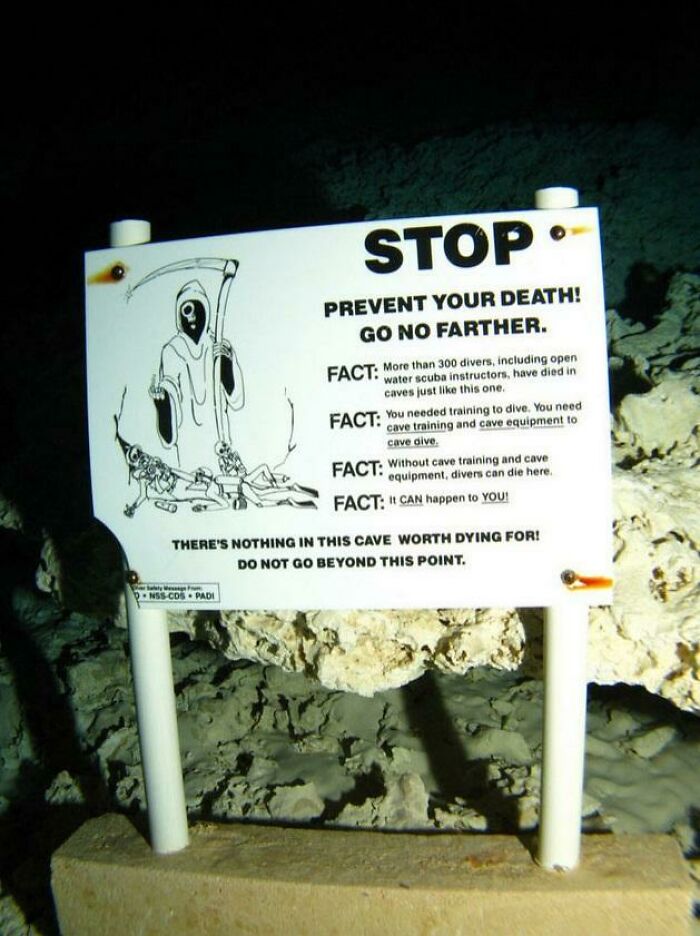 An Eerie Underwater Cave Death Warning Sign