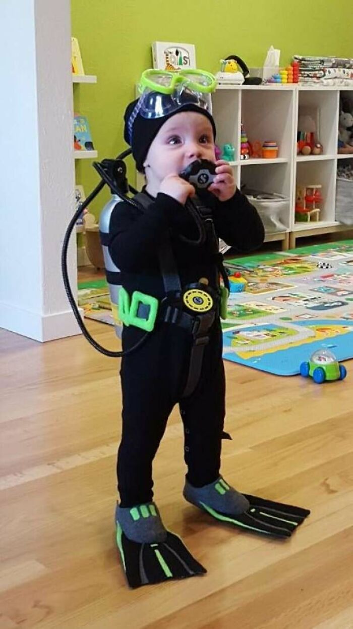 I Made A Scuba Diver Costume For My 1yo. Approximately 8 People Saw It. So Pleased With Myself Though