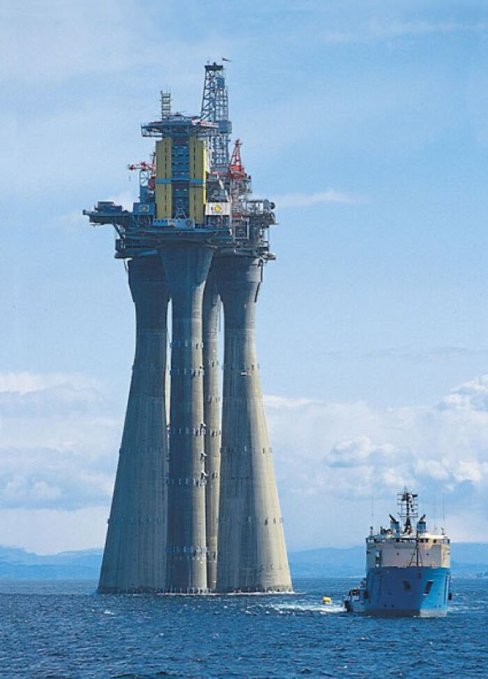 The Norwegian «troll» Platform. It Is The Largest Moveable Object Created By Mankind. (In This Image, It Is Not Submerged)