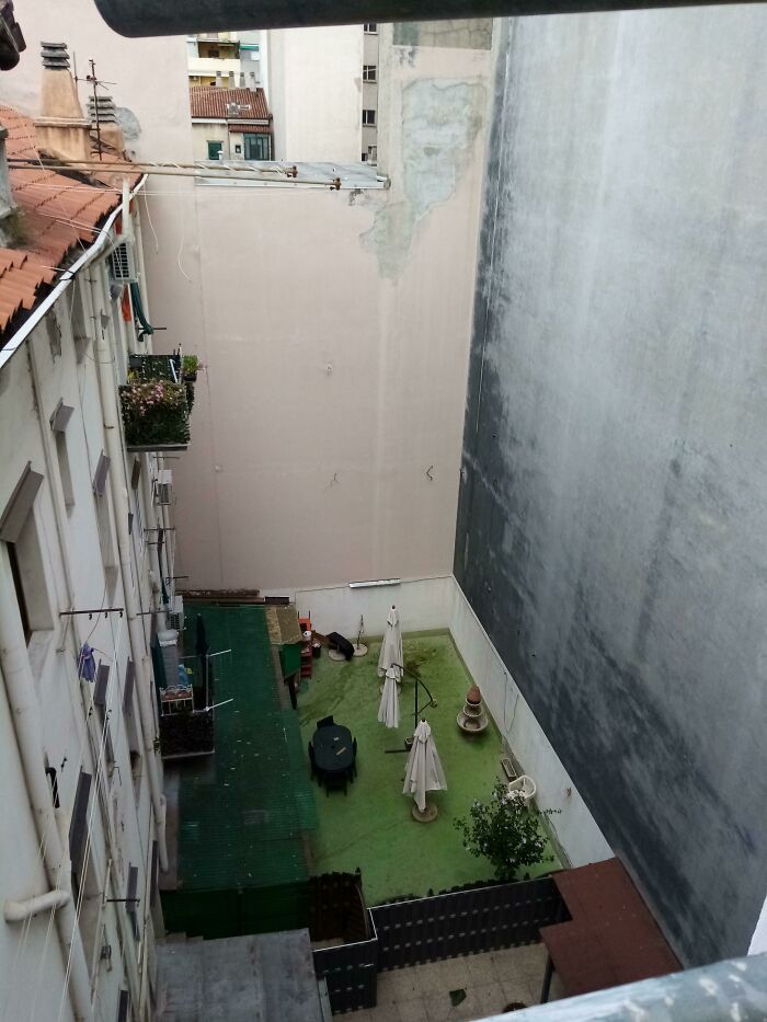 Dream Courtyard Between 4 Buildings Near My Work, The Floor Is Actually Painted Green