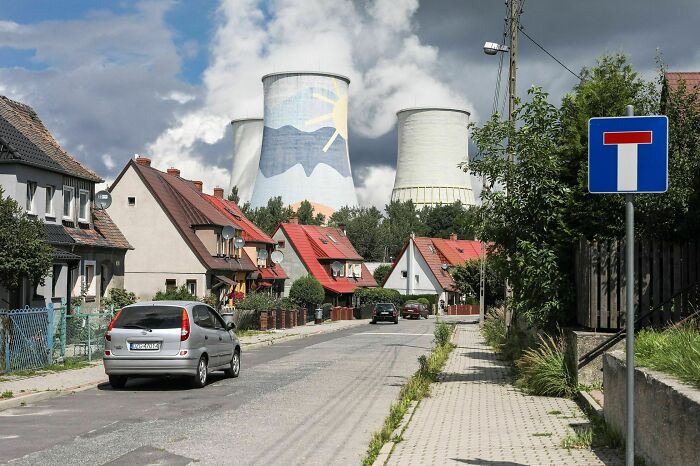 Neighborhood Near A Coal Powered Power Plant In Bogatynia, Poland