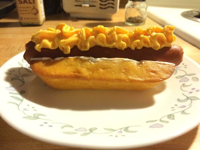 A Twinkie Wiener Sandwich! Be Sure To Dip In Milk First Before Consumption