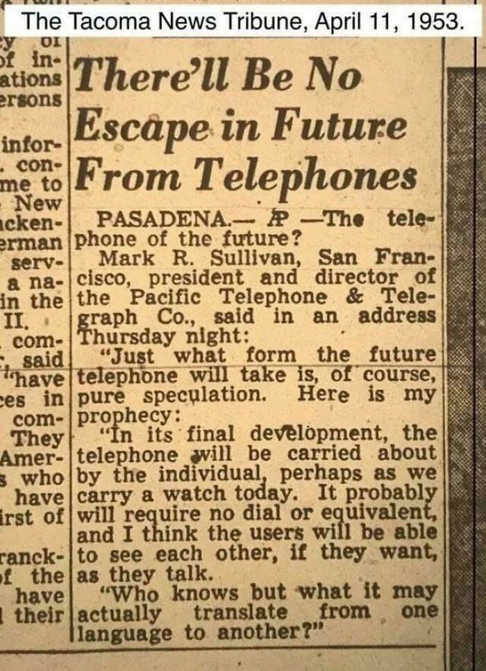 Man Predicts Mobile Phone Technology In 1953
