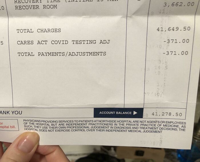 U.S. Healthcare At Its Finest. It's Great That I Got That Cares Act Adjustment, Otherwise I'd Have Been In So Much Debt