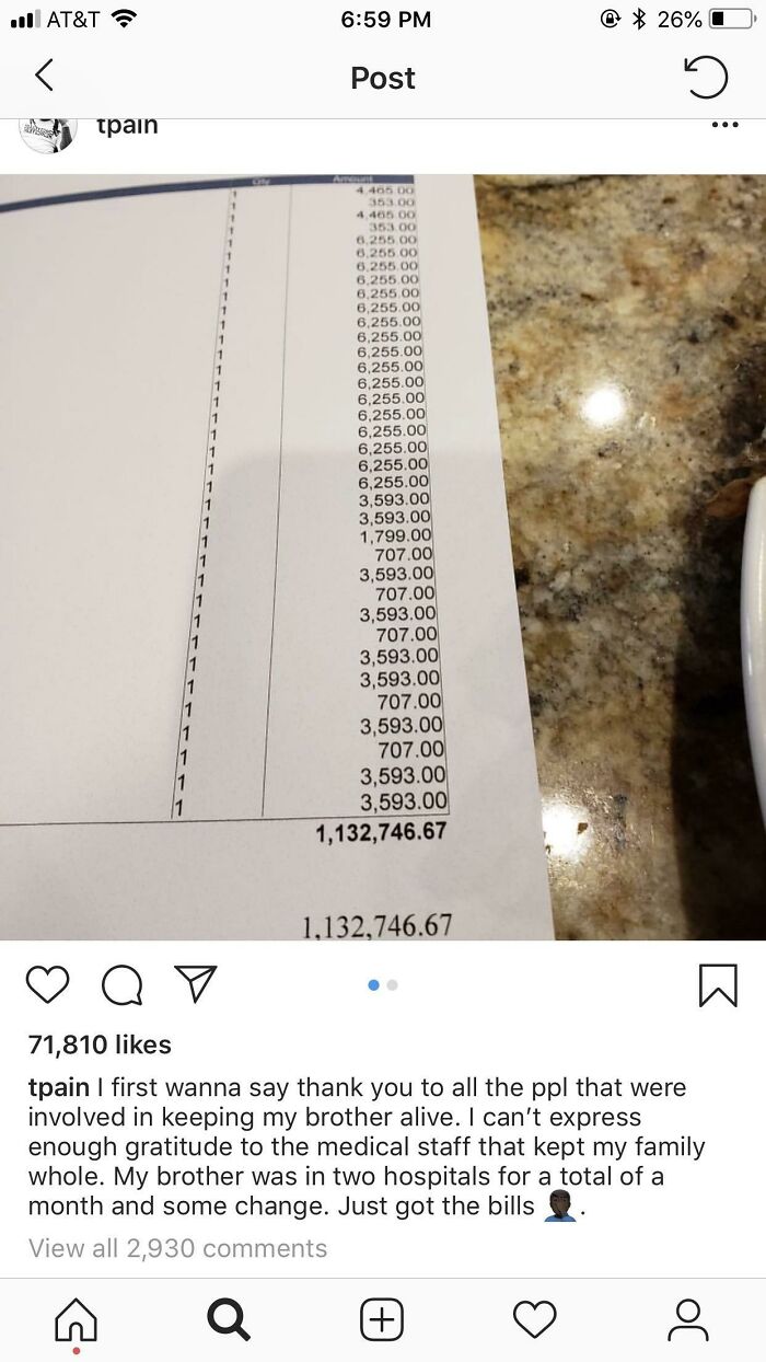T-Pain’s Brothers Medical Bill For Staying In The Hospital For Over A Month