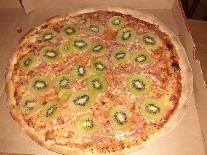 Kiwi Pizza From A Danish Pizzeria, An Unholy Abomination