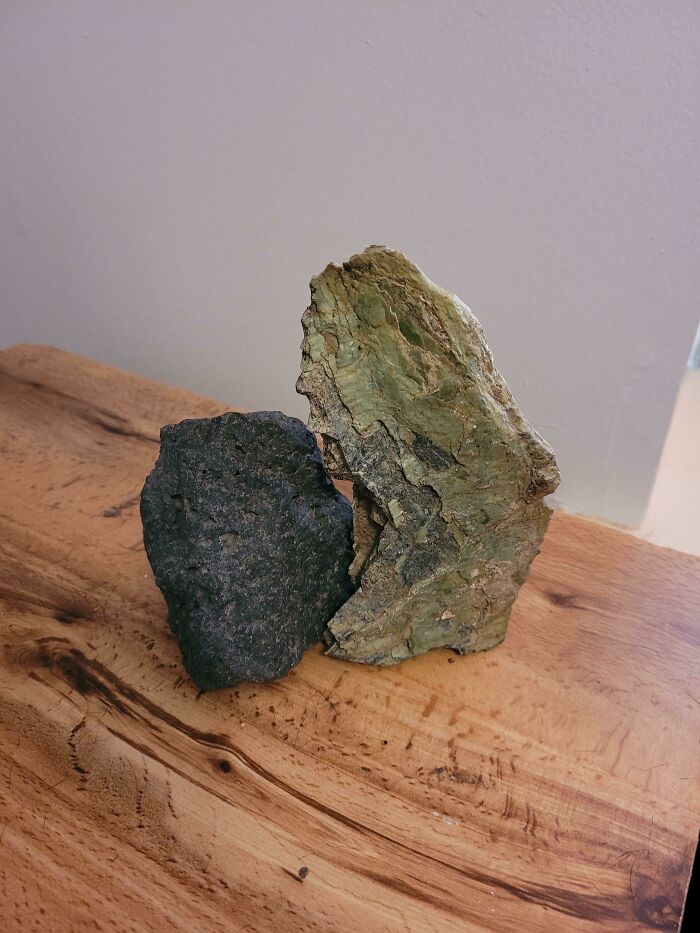 A Rock I Got From The Antarctic Circle (Left) And One From The Arctic Circle (Right)