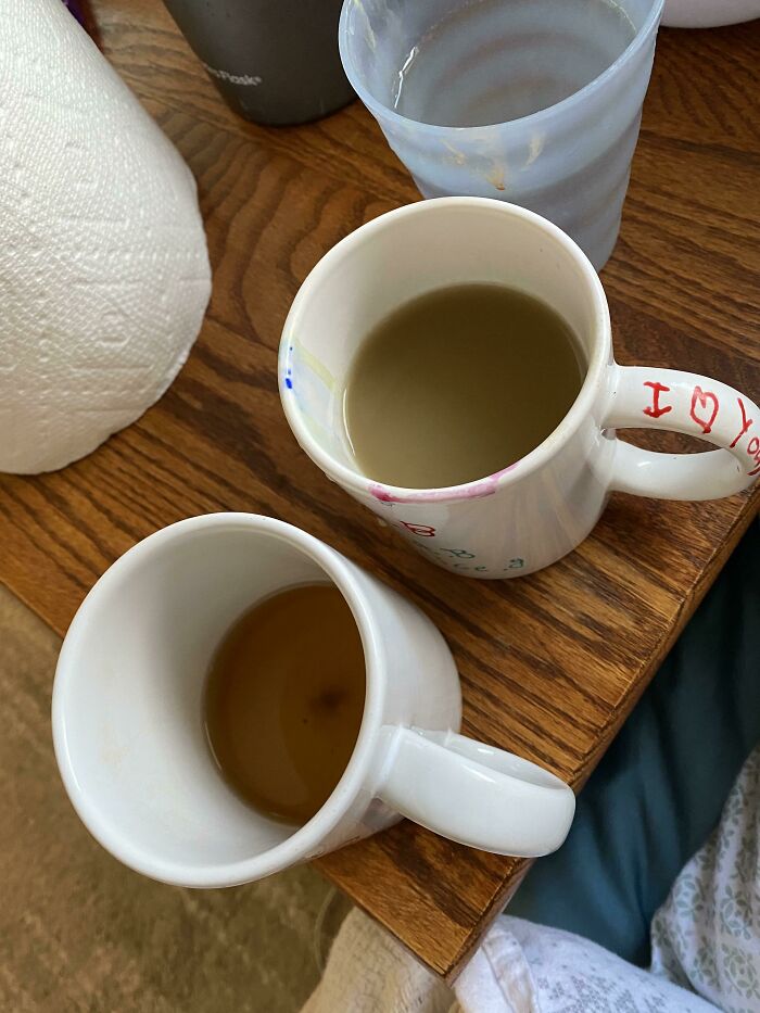 Wasn't Paying Attention While Painting And Drinking Tea, Guess Which One I Just Took A Sip Of?