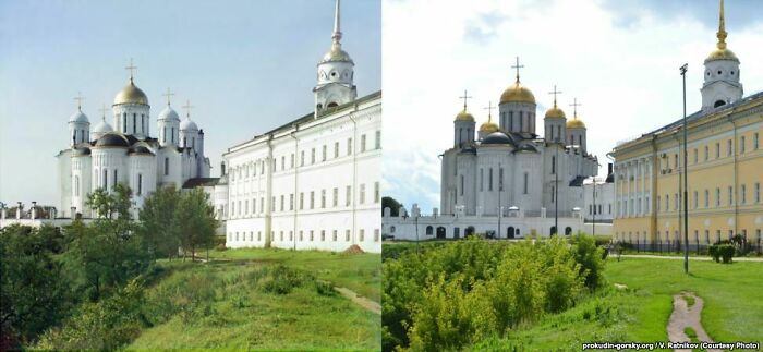 1911 vs. 2015. Vladimir, Russia. (Photo From 1911 Is Not Colorized, Taken By Colour Photography Pioneer Prokudin-Gorsky