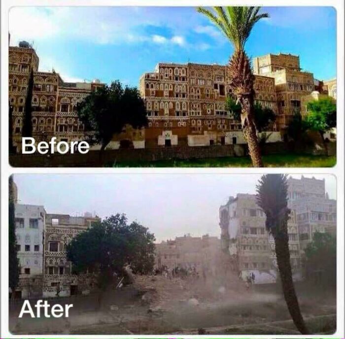 A World Heritage Site, The Old City Of Sana'a, Yemen Has Been Inhabited For More Than 2500 Years. Before And After June 12, 2015