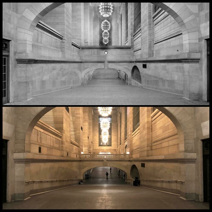 Grand Central Terminal, NYC. 1912 Top, 2021 Bottom.