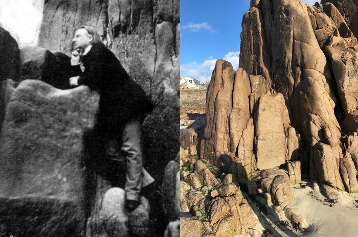 I Found The Rock In Jersey Where French Writer Victor Hugo Took This Photo Around 1852-1855