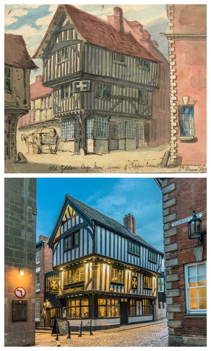 The Golden Cross Inn, Coventry. 1819 vs. Now