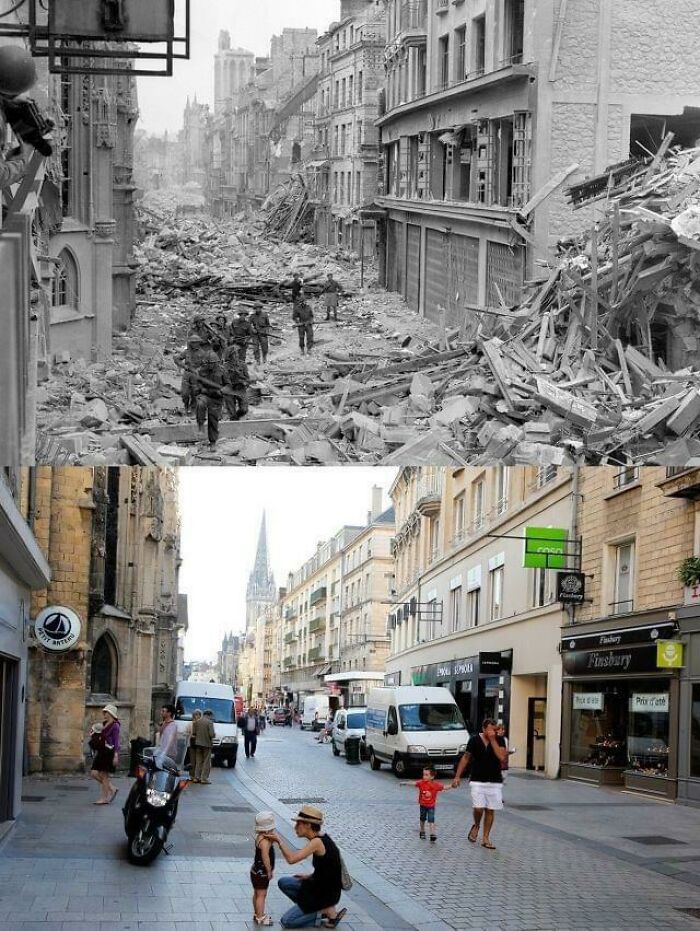 Caen, France- 1944 And Now.