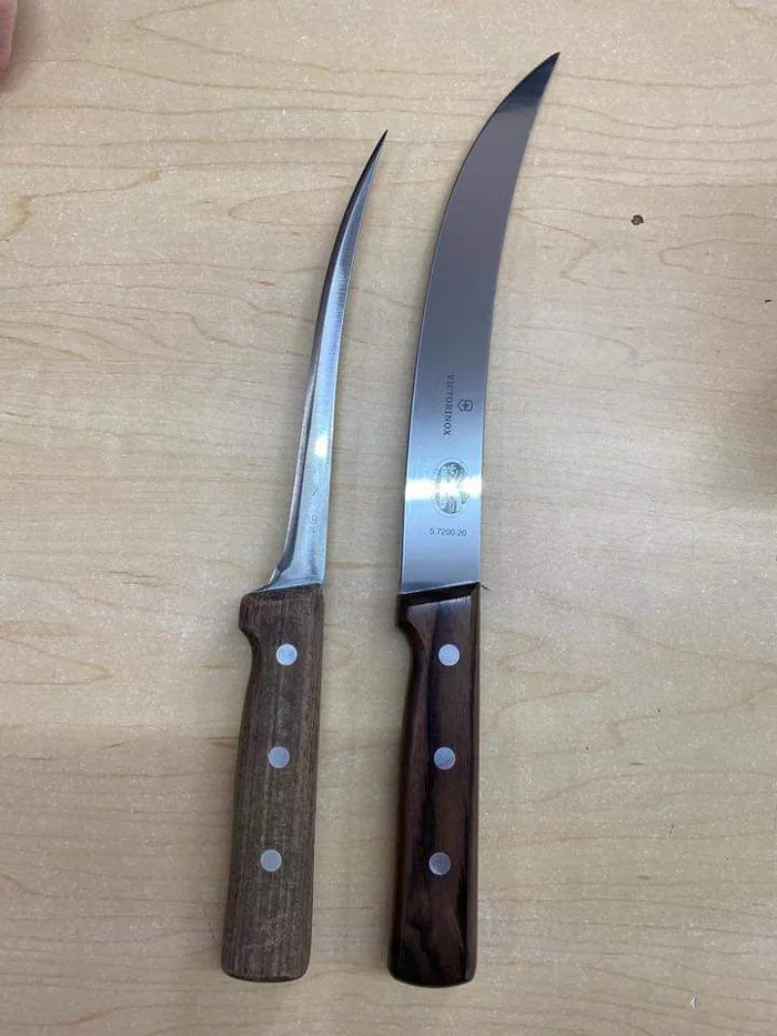 El cuchillo de la izquierda fue usado por un carnicero durante 5 años seguidos. El de la derecha es el mismo cuchillo, pero nuevo.