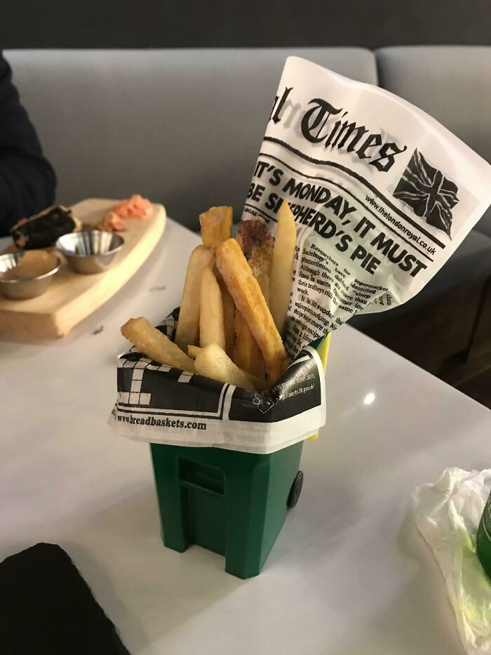 Fries Served In A Small Trash Bin