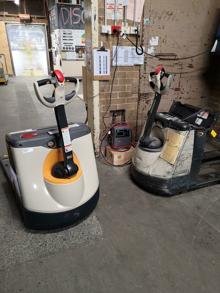 The New And Old Pallet Jacks At My Work