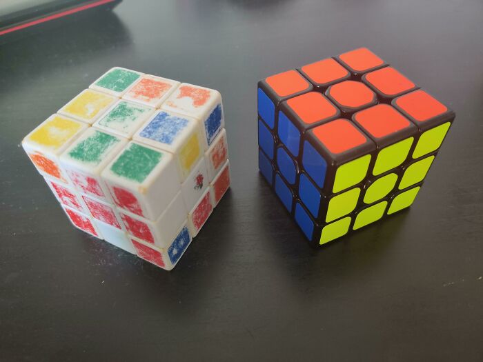 My 10 Year Old Rubik's vs. One That Just Arrived