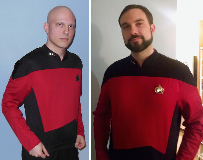 Un hombre se disfraza de Picard a causa de la quimioterapia y al año siguiente de Riker tras recuperarse