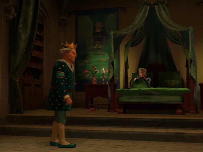 In Shrek 2 (2004), The Kings Bedroom Has A Tapestry Of A Lily Pond
