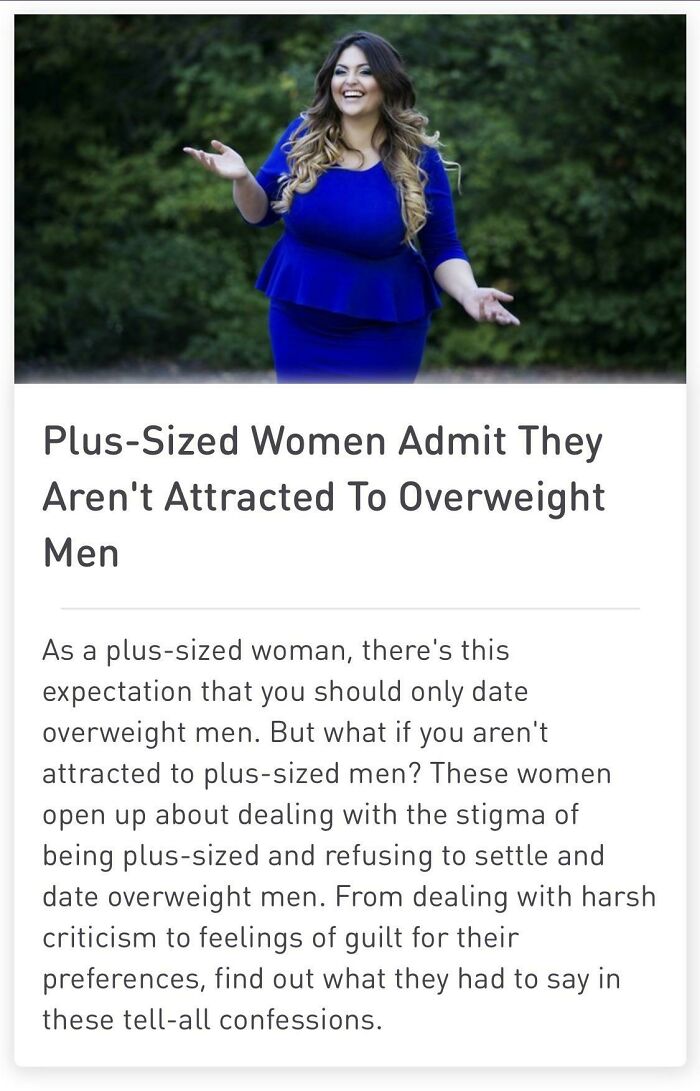Plus Sized Women, Overweight Men
