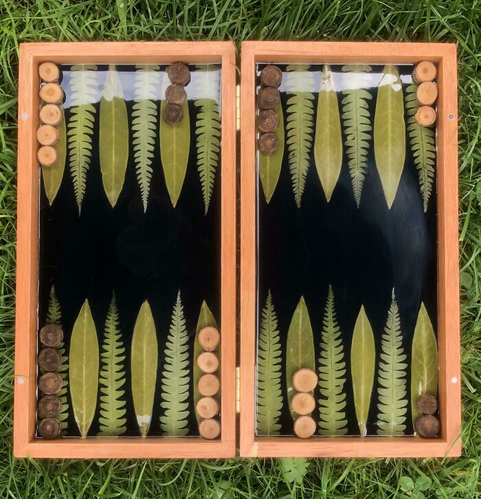 I Make Backgammon Boards Out Of Pressed Leaves And Foliage, This Is My Favourite One So Far